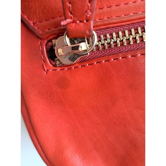 J.Crew Womens Saddlebag Red Orange 100% Leather Crossbody Purse Pre-owned - Picture 12 of 13